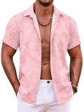 Summer Beach Floral Print Shirt (US Only) Shirts coofandy Pink Leaves S