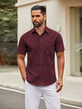 Casual Simple Button Down Shirt (US Only) Shirts coofandy Dark Red S