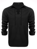 Casual Lace Up Henley Shirt (US Only) Shirts coofandy
