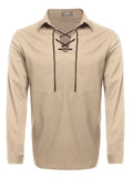 Casual Lace Up Henley Shirt (US Only) Shirts coofandy Khaki S