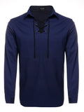 Casual Lace Up Henley Shirt (US Only) Shirts coofandy Navy Blue S
