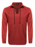 Casual Lace Up Henley Shirt (US Only) Shirts coofandy Red S