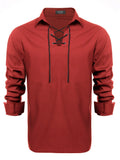 Casual Lace Up Henley Shirt (US Only) Shirts coofandy