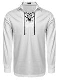 Casual Lace Up Henley Shirt (US Only) Shirts coofandy White S