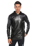 Casual Metallic Shiny Hoodie (US Only) Hoodies coofandy Black S