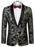 Luxury Floral Embroidered Blazer (US Only) Blazer coofandy Black S