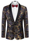 Luxury Floral Embroidered Blazer (US Only) Blazer coofandy Navy Blue S