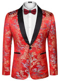 Luxury Floral Embroidered Blazer (US Only) Blazer coofandy Red S