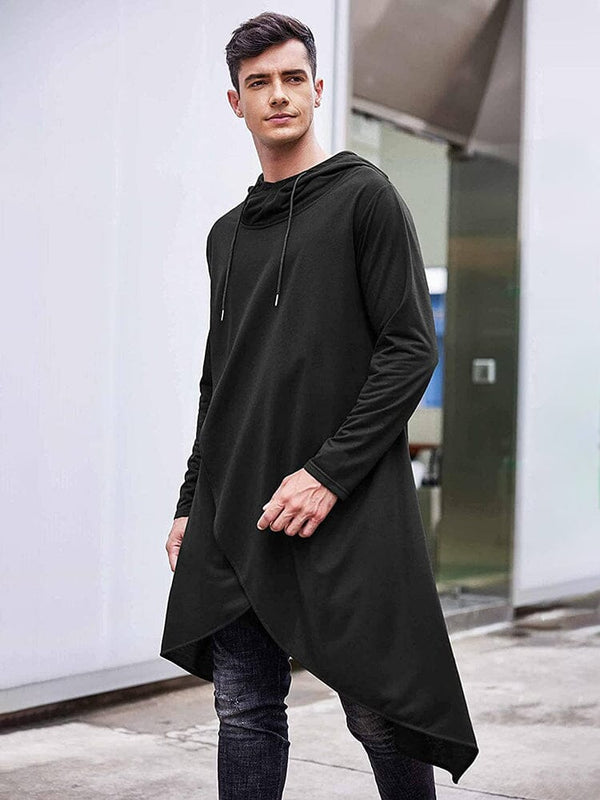 Casual Asymmetrie Hem Pullover Hooded Poncho Sweatshirt (US Only) Hoodies COOFANDY Store
