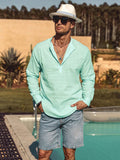 Cotton Linen Style Henley Shirt (US Only) Shirts coofandy