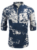 Cotton Linen Floral Henley Shirt (US Only) Shirts coofandy