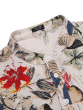 Cotton Linen Floral Henley Shirt (US Only) Shirts coofandy