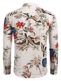 Cotton Linen Floral Henley Shirt (US Only) Shirts coofandy