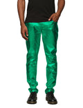 Stylish Metallic Shiny Pants Pants coofandy Green XS