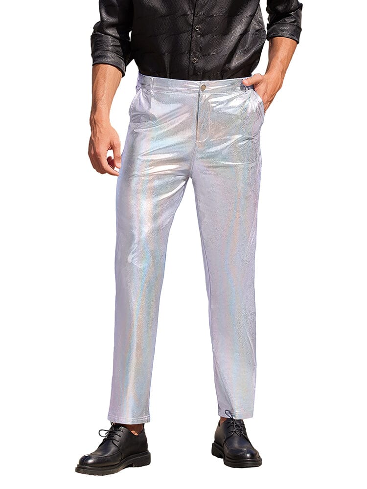 Stylish Metallic Shiny Pants Pants coofandy 