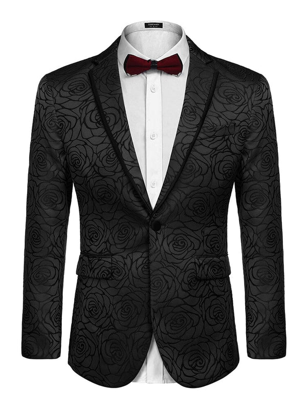 Floral Embroidered Party Blazer (US Only) Blazer coofandy Black S