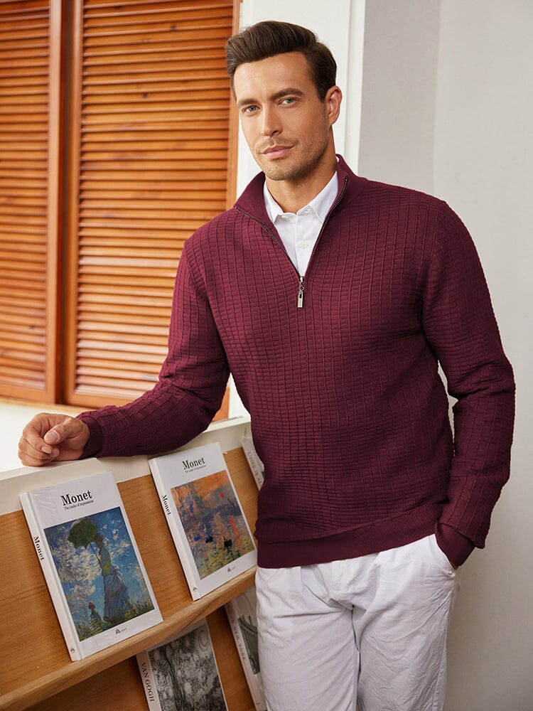 Denim Collar Polo Sweater