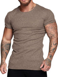 Stretch Pit Stripe Gym T-shirt (US Only) T-shirt coofandy Khaki S