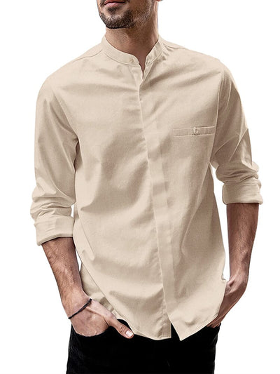 Breathable Button Up Linen Shirt (US Only) Shirts coofandy Khaki S 