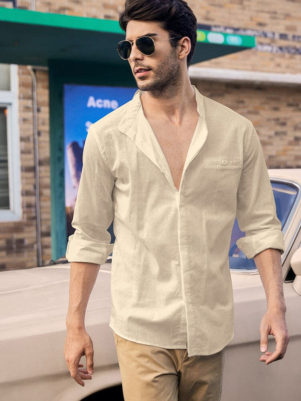 Breathable Button Up Linen Shirt (US Only) Shirts coofandy