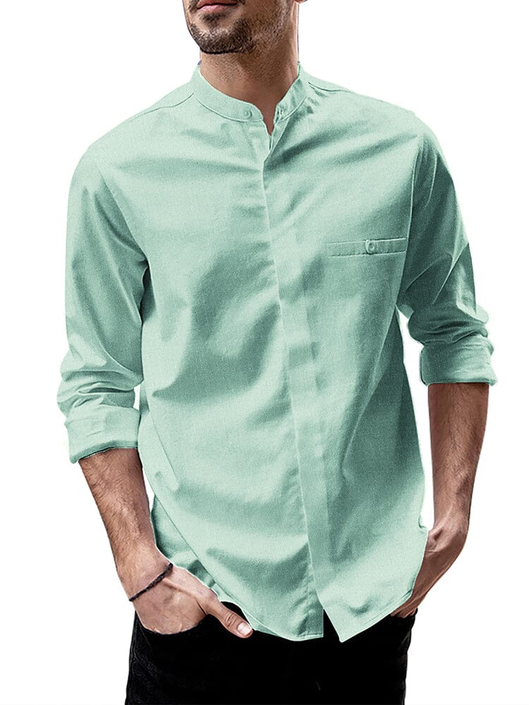 Breathable Button Up Linen Shirt (US Only) Shirts coofandy Light Green S 