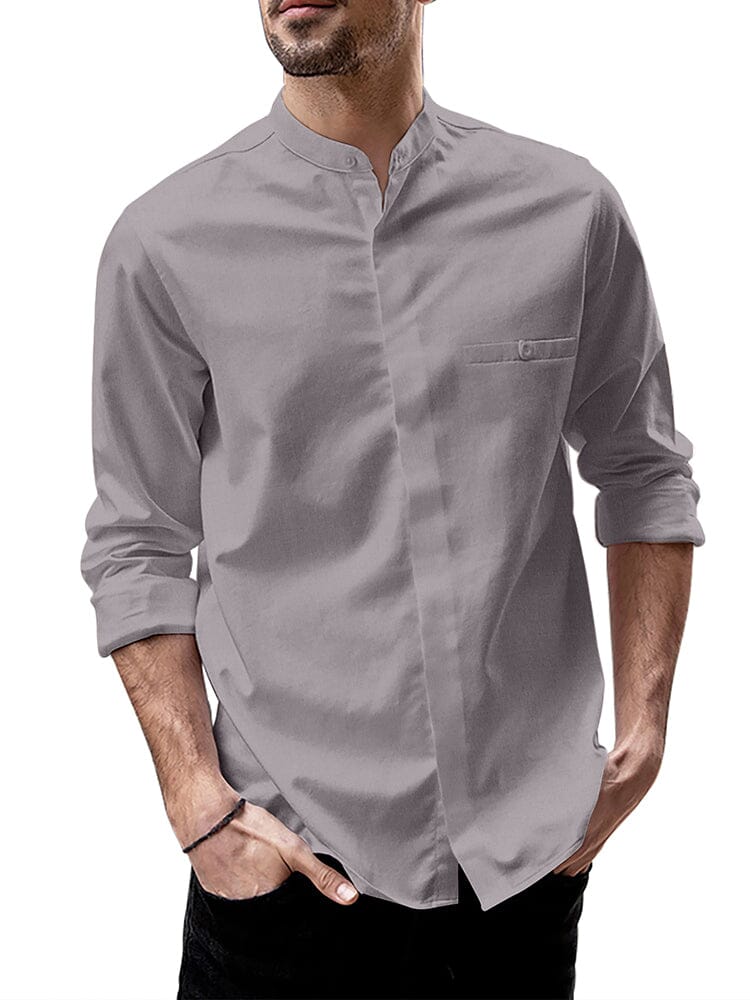 Breathable Button Up Linen Shirt (US Only) Shirts coofandy Grey S 