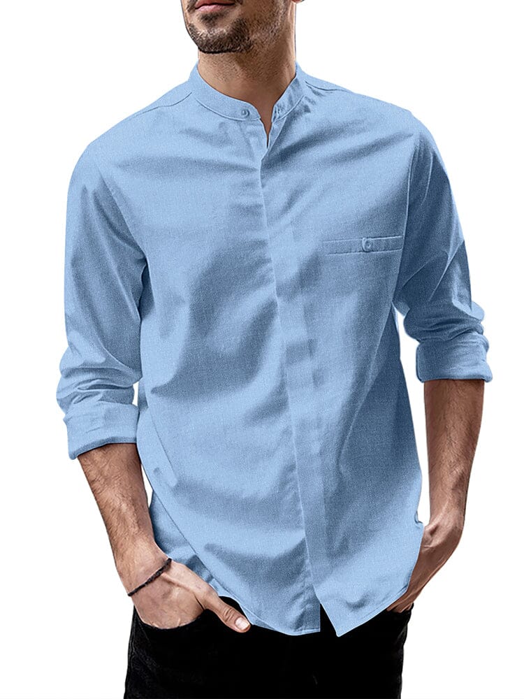 Breathable Button Up Linen Shirt (US Only) Shirts coofandy Sky Blue S 