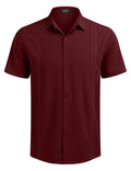 Cuban Short Sleeve Shirt (US Only) Shirts coofandy Dark Red S