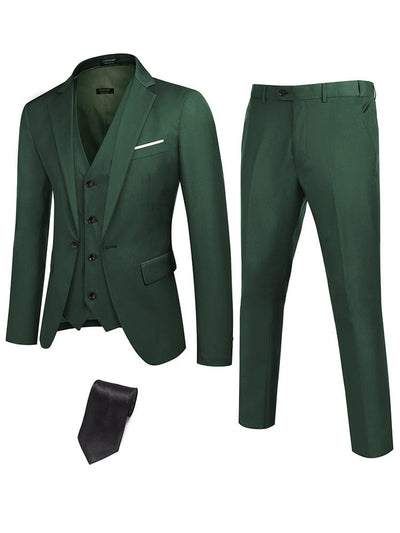 Classic 3-Piece Suit Set with Tie (US Only) Suit Set coofandy Dark Green S 