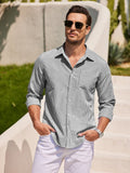 Casual Striped Button Up Shirts (US Only) Shirts coofandy Black S