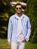 Casual Striped Button Up Shirts (US Only) Shirts coofandy Wide-Blue S