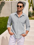 Casual Striped Button Up Shirts (US Only) Shirts coofandy Navy Blue S