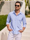 Casual Striped Button Up Shirts (US Only) Shirts coofandy Blue S