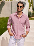 Casual Striped Button Up Shirts (US Only) Shirts coofandy Red S