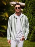 Casual Striped Button Up Shirts (US Only) Shirts coofandy Wide-Green S