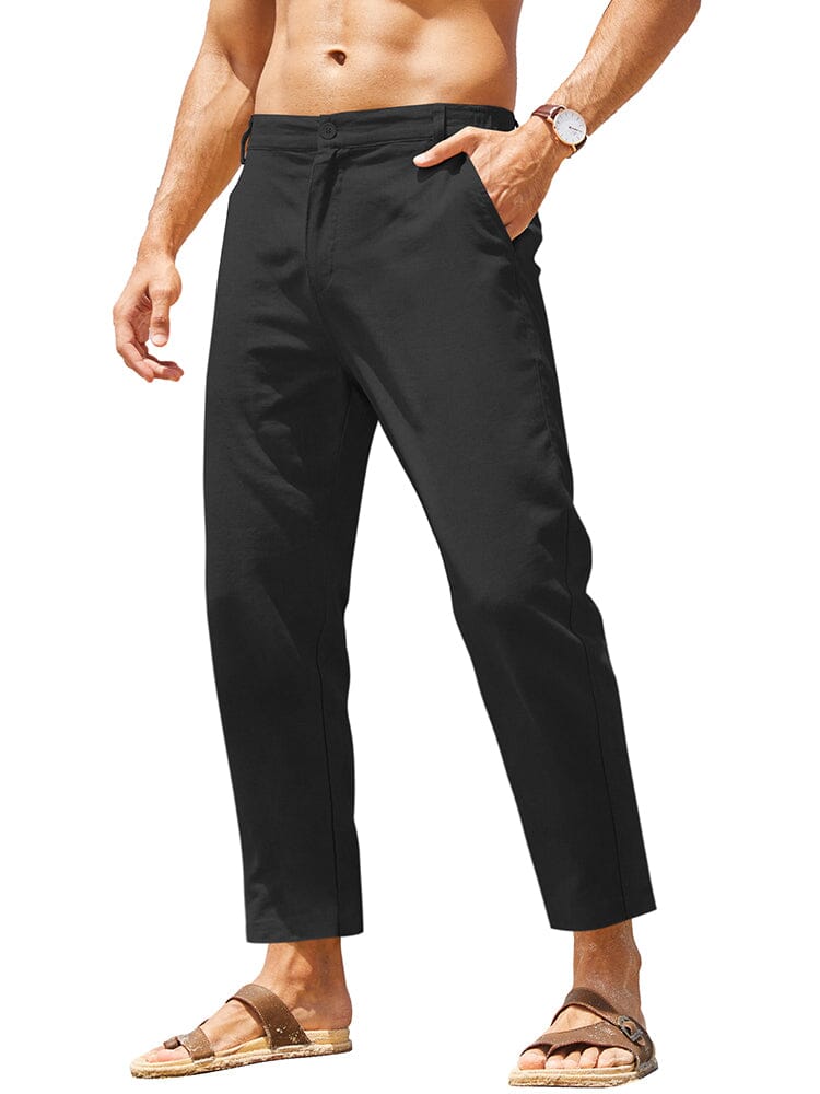 Classic Breathable Linen Pants (US Only) Pants coofandy Black S 