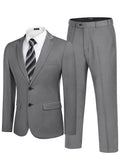 Classic 2-Piece Dress Suit (US Only) Suit Set coofandy Grey S