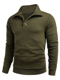 Casual Quarter Collar Waffle Sweatshirt (US Only) Hoodies coofandy Army Green S