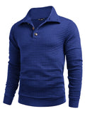 Casual Quarter Collar Waffle Sweatshirt (US Only) Hoodies coofandy Blue S