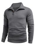 Casual Quarter Collar Waffle Sweatshirt (US Only) Hoodies coofandy Dark Grey S