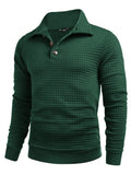 Casual Quarter Collar Waffle Sweatshirt (US Only) Hoodies coofandy Green S