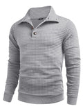Casual Quarter Collar Waffle Sweatshirt (US Only) Hoodies coofandy Light Grey S