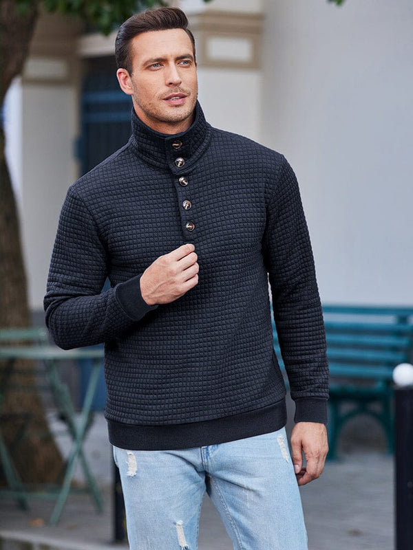 Casual Quarter Collar Waffle Sweatshirt (US Only) Hoodies coofandy