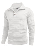 Casual Quarter Collar Waffle Sweatshirt (US Only) Hoodies coofandy White S
