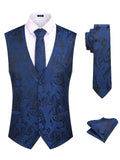 Paisley Vest Tux Set (US Only) Vest coofandy Blue S