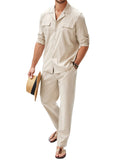 Cozy Cotton Linen Shirt Sets (US Only) Sets coofandy Light Khaki S