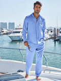 2-Piece Linen Long Sleeve Shirt Sets (US Only) Sets coofandy