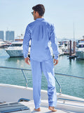 2-Piece Linen Long Sleeve Shirt Sets (US Only) Sets coofandy