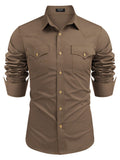 Western Cowboy Style Cotton Shirt (US Only) Shirts coofandy Brown S