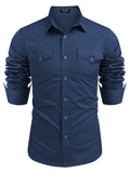 Western Cowboy Style Cotton Shirt (US Only) Shirts coofandy Navy Blue S